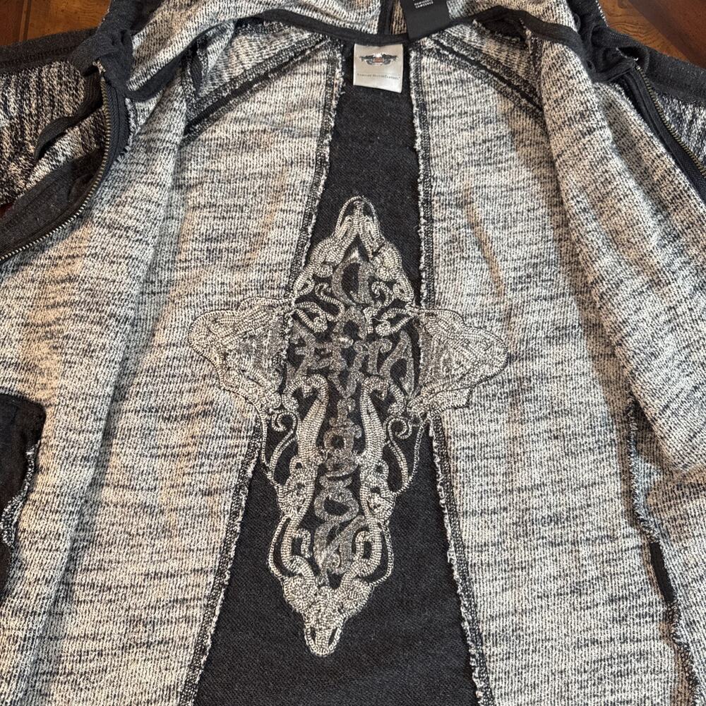 Harley Davidson Women XS‎ Embroidered Full-Zip Gray Hoodie Biker - Picture 7 of 16